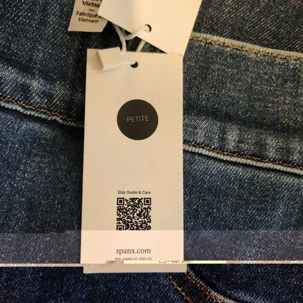 Spanx Womens Stretch Denim Flare Jeans Authentic Blue Size Petite Large NWT